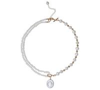 SQPZM Collier de Perles Véritables d'Eau Douce pour Femme, Nuance Ivoire Crème, Cadeau Luxueux pour Épouse, Mère et Amoureuse