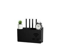 SQQCREATO Cache Box Bacs muraux boîte de routeur Bureau média décor Console WiFi boîtes Rangement sans Fil Support tentures étagère(Black)