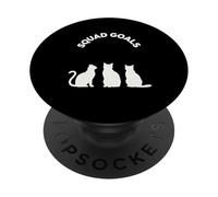 Squad Goals Trio Silhouettes de Chats ludiques Esprit d'équipe Art PopSockets PopGrip Adhésif