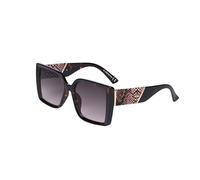 SQUAD Lunettes de soleil Féminin Carré avec imprimé peau de serpent, Montage plat, Protection UV 100% CE, Comprend un étui à lunettes
