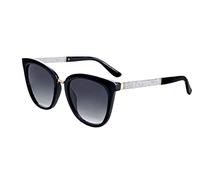 SQUAD Lunettes de soleil Pour Femme, Des lunettes La demoiselle Monter Le noir paillettes d'argent Protection 100% UV
