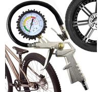 SQUADO - Pistolet de gonflage professionnel avec manomètre de pression WIKA de 63 mm pour pression des pneus de voiture moto camions et vélos - Échelle en BAR Psi - 60D (Standard)
