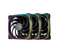 Squama Geo-S2503B-14T Lot De 3 Ventilateurs Pwm Rvb 2503-Performance Et Équilibre Silencieux-Double Boucle D'Éclairage-Rgb Adressable 5 V 3 Broches-Pwm 4 Broches-Noir