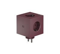 Square 2 Socket Extender & Dual USBC 30W Rouge mûrier (Bauhaus)