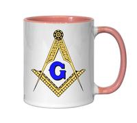 Square and Compass Worth Matravers Square and Compasses Freemasonry Masonic Grand Lodge Compass Tasse à thé café en céramique Rose