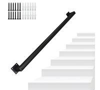 Square Black Stair il - Garde-corps mural en fer forgé pour une utilisation en intérieur et en extérieur - Barre d'appui robuste pour villa loft hôpital couloir d'accès (taille : 280 cm)