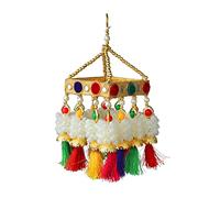 Square Centre Hanging Wall Roof Ceiling Hanging Jhoomar Colorful Mogra Hangings Decorative Ornament Party Festival Christmas New year Decorations Home Decor for Wedding Gifting(Size:-10"X4")