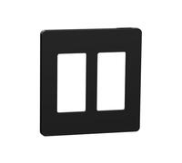 Square D Plaque murale sans vis de taille standard pour prise de courant et interrupteur, 2 interrupteurs, noir mat