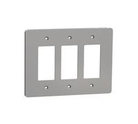Square D X Series Plaque murale pour prise de courant et interrupteur de lumière, taille moyenne Plus 3 voies, gris mat