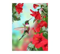 Square Diamonds Kit de Peinture Diamant Carré 5D à Faire soi-Même Colibri et Fleurs au Point de Croix avec Strass Broderie sur Toile avec Diamants Cadeau Mosaïque Carré Peinture au Numero 30 x 40 cm