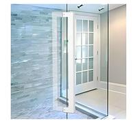Square Door Handle Internal External Shed Gate Grab Bar/Door Hardware,Barn Door Pull Handles Black, Pantry Shower Door Pole with Complete Accessories(White,Length 60cm(24inch))