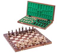 Square - Echecs en Bois SENATEUR + 2 x Extra Dames - 41 x 41 cm - Échiquier & Pièces d'échecs lestées en métal