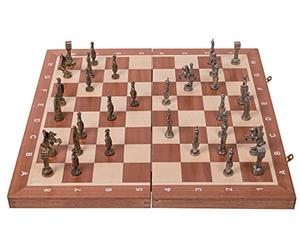 Square - Echecs Roi Arthur LUX - Pièces d'échecs en Métal & Échiquier - Acajou