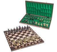 Square - Echecs Romain Gold - Échiquier en Bois - 52 x 52 cm & Pièces d'échecs métallisées - Noir et Argent - Artisanat