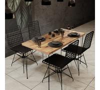 Square ensemble repas table et chaises industriel bois et noir