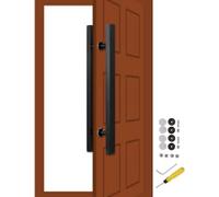 Square Entry Door Handle, Modern Pull Handles Internal Barn Push Pull Grab/Rod, Shower Gate Handles Stainless Steel, Two-Side Design(Black,Length 50cm(20inch))