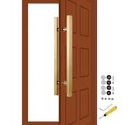 Square Entry Door Handle, Modern Pull Handles Internal Barn Push Pull Grab/Rod, Shower Gate Handles Stainless Steel, Two-Side Design(Gold,Length 80cm(31.5inch))