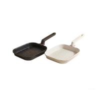 Square Grill Pan Aluminum Nonstick for Steak(White)