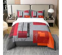 Square Housse de Couette Coton pour Garçon,Noir Dot Parure de Lit Modèle de Décoration de Chambre À Coucher,Gris Tie Dye Ensemble de Literie,Rayures Rouge Orange Couvre Lit 220x240