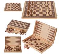 Square - Jeu Président - 2 en 1 - Échecs + Backgammon en Bois - 44 x 44 cm