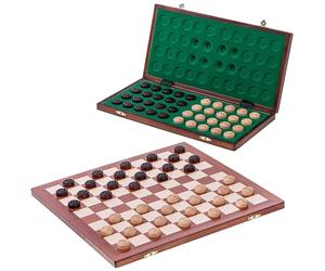 Square - Jeux Dames en Bois - 100 Champs - Échiquier Acajou/Sycomore - 40 x 40 cm