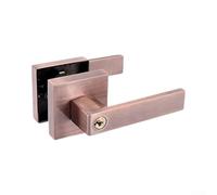 Square Lever Door Lock Alloy Interior Handle with Keys(Red(with Key)) | Square minimalist design, aluminum or zinc alloy, fits bedroom and bathroom decor, includes keys