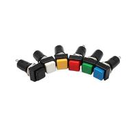 Square Momentary ON OFF Push Button Switch Red Blue Green Yellow White Black SPST Car 12V 12MM PBS-11A PBS-11B NWPNLXEA(Green button)