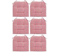 SQUARE MOON Lot de 6 coussins de chaise d'intérieur doux et confortables à motif de tissage rhombique avec attaches - 43,2 x 40,6 x 6,3 cm - Rouge vin
