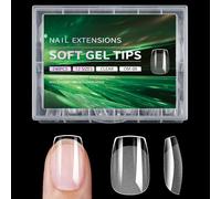 Square Nails Tips 240Pcs Clear Full Cover Gel Extensions Assorted Sizes for Manicures with Convenient Box False Nails Set