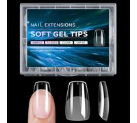 Square Nails Tips 240Pcs Clear Full Cover Gel Extensions Assorted Sizes for Manicures with Convenient Box False Nails Set