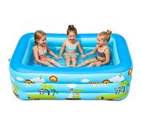Square Outdoor Blow Up Pool - Inflatable Family Paddling Pool for Gardens | Durable, UV-resistant PVC paddling pool features a quick-inflate square design perfect for kids and in backyards.