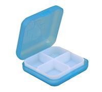 Square Pill Organizer - Daily Four Compartment Medicine Box, Clear -Close Design, Compact Lightweight + Durable Build, Reliable Safe, For, Fish Oils, Travel, Purse & Daily Use