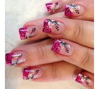 Square Press On Nails Colorful Flower Fake Glues Sur Acrylique Artificiel 12 Taille 24pcs Bâton Le Bâton L'ongle