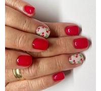 Square Press On Nails Fake Cherries Glues Artificial Acrylique 24pcs Bâton Pour Les Femmes Conception De Filles Faux Ongles