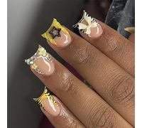 Square Press On Nails Faux Nails Glues Bowknot Sur L'acrylique Artificiel 12 Taille 24pcs Bâton Pour Les Femmes Conception De Faux Ongles