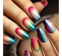 Square Press On Nails Gradients Designs Fausses Glues Acrylique Artificiel 24pcs Bâton Femmes Design Faux Nail