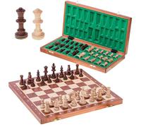 Square - Professionnel Échecs en Bois | Tournoi 5 Acajou + 2 x Dames - Jeu d'échecs - Échiquier en Bois