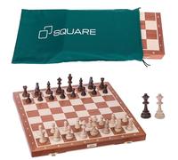 Square - Professionnel Échecs en Bois | Tournoi 6 Acajou + 2 x Dames + Sac - Jeu d'échecs - Échiquier en Bois