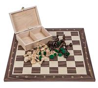 Square - Professionnel Set Tournoi Échecs n° 4 Noyer - Échiquier en Bois + Pièces d'échecs - Staunton 4