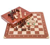 Square - Professionnel Set Tournoi Échecs No 5 Acajou COR LUX + 2 x Extra Dames - Échiquier en Bois + Pièces d'échecs - Staunton 5