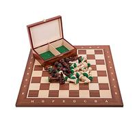 Square - Professionnel Set Tournoi Échecs No 6 Acajou + 2 x Extra Dames - Échiquier en Bois + Pièces d'échecs - Staunton 6