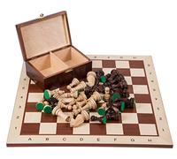 Square - Professionnel Set Tournoi Échecs No 6 Acajou BL + 2 x Extra Dames - Échiquier en Bois + Pièces d'échecs - Staunton 6