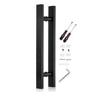 Square Push Pull Door Grab Bar/Sliding Barn Door Handles Rod,Rustic Black Door Pulls Handle Stainless Steel, 60/90/ 100/120 cm, Interior Exterior(60cm(24inch))