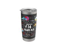 Square Root Of 16 4th Birthday 4 Year Old Gifts Math Lover Gobelet isotherme en acier inoxydable double paroi