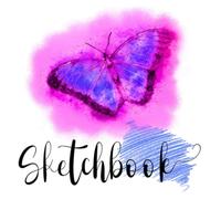 Square Sketchbook: A Square Artist Blank Drawing Book: A Small Square Sketchbook For Artists: Value Square Sketchbook For Classic Car Lovers: A Purple Butterfly Art Sketchbook For Drawing And Doodling