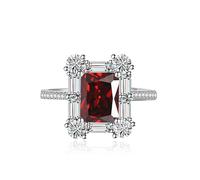 Square Square Halo Anneaux de fiançailles Premium Cubic Zirconia Promise Eternity Ring For Women Wedding Bands Emerald Cut Ruby Topaz Simulated Diamond CZ Anniversary Open Adjustable Anneau (vert)
