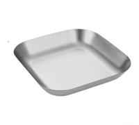 Square Stainless Steel Snack Plate 18cm Deep Serving Tray(Silver no handle)