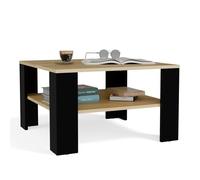 Square - table basse avec étagère - 68x68x40 cm - chêne artisan noir