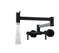 Square Three-Switch Hot And Cold Kitchen Faucet Into The Wall Folding Mixing Valve Home Bathroom Washbasin Black Faucet(MATTE BLACK TYPE B)
