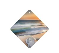 Square WZYWHJ Sunset Over the Waves Prints Car Fragrance Set 6 pièces Hanging Fragrance Card Désodorisant Voiture